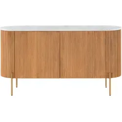 Sideboard Mango 145x40x76 natur lackiert / Marmor weiß BARCELONA #503
