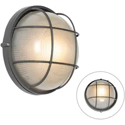 Qazqa Industrial außen Wandleuchte, Außenlampe, Wandlampe für den Garten - Hanneke - Dunkelgrau, max. 40W, Geeignet für LED, 25.4cm, IP44, R - Dunkelgrau