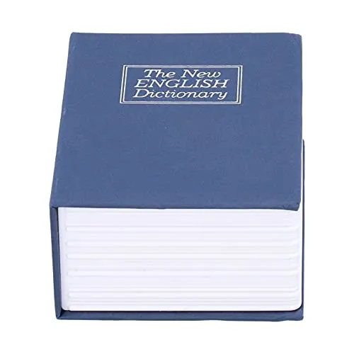 Buchtresor mit Schlüsselschloss, Mini-Safe-Box-Simulationsbuchsicherheit Geldversteckbox, Umleitungsbuch-Safe 4,5 X 3,1 X 1,8 Zoll(blue)
