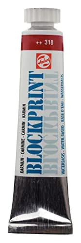 Talens Blockprint Farbe - Schnelltrocknend undurchsichtig 20 ml Tube Karmin 318 zum Schablonieren & Stempeln