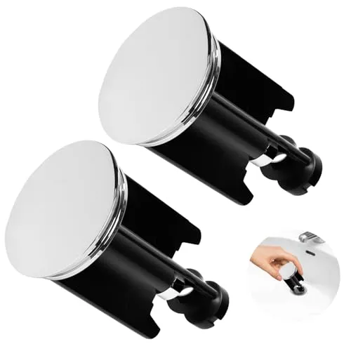 Stück Universal Waschbeckenstöpsel 40mm Chrom Abflussstopfen – aus Messing, Stöpsel Waschbecken Universal 40 mm Höhenverstellbar mit Gummi, Abflussstopfen für Waschbecken, Rostfrei & Dicht, Schwarz 2