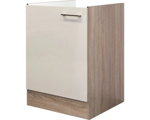 Flex Well Spülenschrank Nepal 50 cm, kaschmir glänzend - Küchenschrank mit elegantem Design, ideal für kleine Küchen, bietet zusätzlichen Stauraum und eine ansprechende Optik.