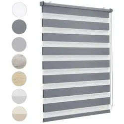 Doppelrollo Duo Rollo Klemmfix ohne Bohren für Fenster Rollos Jalousie Faltrollo, Sekey, freihängend, Klemmträger, Montage mit oder ohne Bohren möglich grau 65 cm x 150 cm