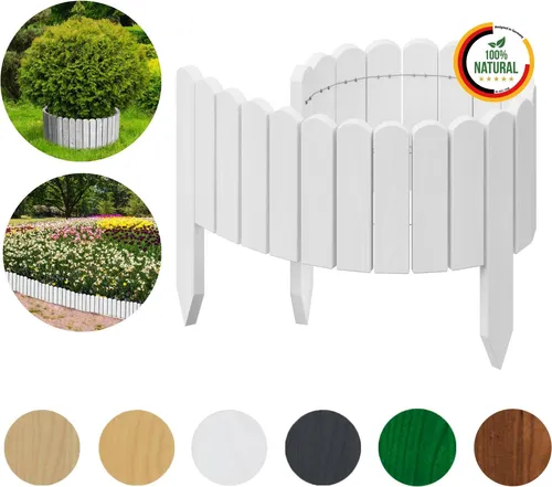 Floranica Flexibler Holzzaun 100 x 20 cm Weiß von Pemicont