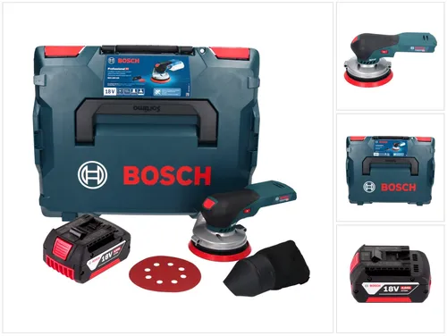 Bosch GEX 18V-125 Professional Akku Exzenterschleifer mit Akku und L-BOXX - Kompakter Akku Exzenterschleifer für optimale Kontrolle beim Schleifen großer Oberflächen. Inklusive 4,0 Ah Akku und praktischer L-BOXX für einfachen Transport.