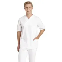 Leiber Da.+H.Schlupfj.1/2 A weiss XXXL - Unisex Schlupfjacke für Medizin und Pflege, mit 3 praktischen Taschen für optimale Organisation und Industriewäsche geeignet.