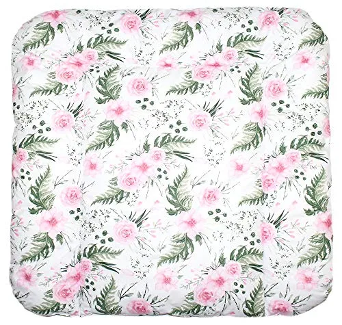 Baby Wickelauflage 70 x 85 cm - 10. Flowers - Wickelauflage 70 x 85 cm mit wasserundurchlässiger Mikrofaser und antiallergischer Füllung, perfekt für hygienisches Wickeln und komfortable Pflege.