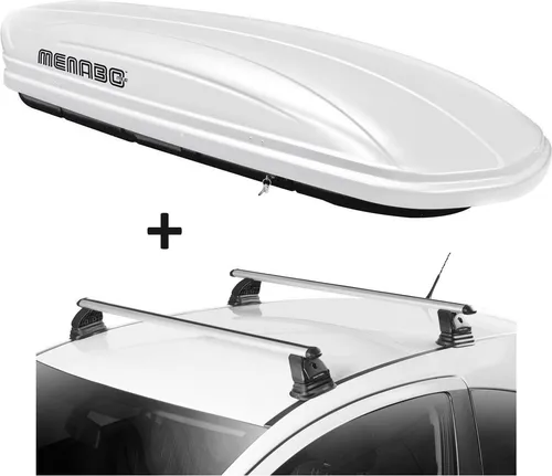 Dachbox VDPMAA320 320 Liter abschließbar + Dachträger VDP EVO ALU für Mazda 2 (2007-2015)