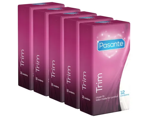Pasante Kondome Trim (enge Kondome für Männer, die es nicht so breit brauchen) Packung mit, 60 St., Kondome mit schlanker Passform für ein sicheres Gefühl