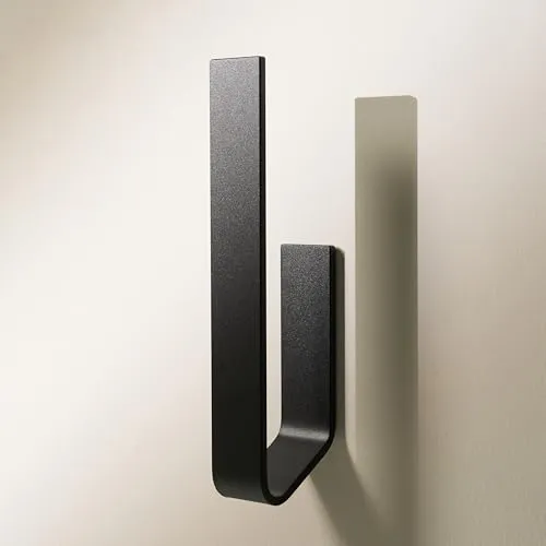 Designfabrik Hamburg Toiletten-Ersatzrollenhalter - Selbstklebender Klopapierersatzrollenhalter für 2 Rollen, in elegantem Schwarz Matt. Ideal für einfache Wandmontage ohne Bohren und sorgt für Ordnung im Badezimmer.