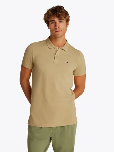 Tommy Jeans TJM Slim Placket Polo EXT S/S Polo für Herren, Beige (Relic Tan), XXL - Poloshirt für Herren aus 100% Bio-Baumwolle, zeitloses Slim Fit Design für höchsten Tragekomfort, ideal für Büro und Freizeit.