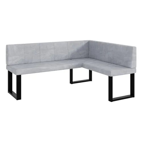 MEBLINI Eckbank für Esszimmer - Küchenbank - Essecke - Sitzecke Küche - Peter - U-Beine 128x168x87cm Rechts - Hellgrau Samt