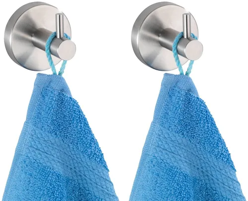 WENKO Handtuchhaken Uno Bosio Set - Rostfrei und Modern - Handtuchhaken aus mattiertem Edelstahl, rostfrei und langlebig. Perfekt für das Badezimmer oder die Küche, inklusive Montagematerial für einfache Installation.