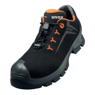 uvex 2 MACSOLE® Halbschuhe S3 schwarz, orange Weite 12 Gr. 51 - Arbeitsschuhe – Wasserdicht, atmungsaktiv und mit ergonomischer Passform für maximalen Tragekomfort und Sicherheit im Arbeitsalltag.