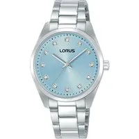 LORUS Quarzuhr RG323XX9 - Elegante Damenuhr mit Glaskristallen - Modische Damenuhr mit Edelstahlarmband, wasserdicht bis 5 bar und einem stilvollen hellblauen Zifferblatt. Perfekt für jeden Anlass!