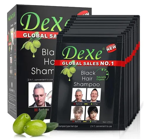 DeXe Group Haarshampoo DeXe Black Hair Shampoo Schwarz Färbendes Shampoo 10x 25ml