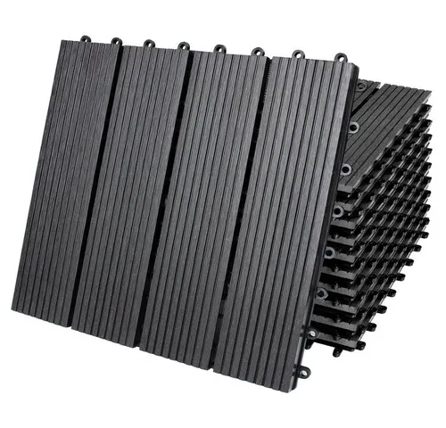 DeubaXXL DE WPC Fliesen 11er-Set Klassik Anthrazit - 30x30cm - WPC Fliesen für Terrasse, Balkon oder Poolbereich! Robuster, wasserfester Verbundwerkstoff mit einfachem Stecksystem für schnelle Verlegung ohne Werkzeug.