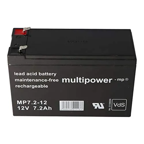 Multipower Piles MP7.2-12V 7200mAh AGM Akku - AGM Akku mit 12V und 7,2Ah, ideal für Notstromanlagen und Sicherheitsanwendungen. Hochwertige Qualitätszellen, 100% kompatibel und geprüft für maximale Zuverlässigkeit.