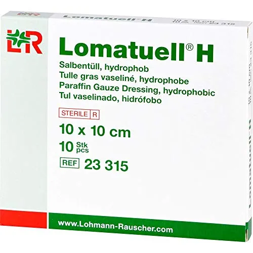 Lomatuell H Salbentuell 10x10cm - 10 ST - Arzneimittel zur schonenden Wundversorgung, imprägniert mit weißer Vaseline, verhindert Verklebungen und unterstützt den natürlichen Heilungsverlauf.