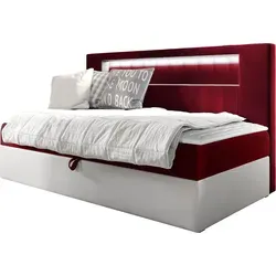 MIRJAN24 Boxspringbett Gold Junior 2 - 80x200 cm, Einzelbett mit Bonellfederkern H3 - Stylisches Boxspringbett mit Bettkasten und komfortablem Matratzen-Topper, ideal für kleines Schlafzimmer oder Gästezimmer.