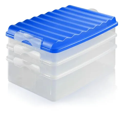com-four® Lunch-Box mit mehreren Fächern - Aufschnittbox stapelbar für den Kühlschrank - Brotdose auslaufsicher mit Deckel - ca. 25 x 15,5 x 14 cm [Auswahl variiert] (1 Set)
