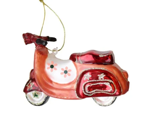 MAGIC Christbaumschmuck Weihnachtskugeln Figuren Glas mundgeblasen Weihnachtskugeln Weihnachtsschmuck Baumkugeln Baumschmuck, Motorroller, Glas, 10 cm, Figürlicher Glasschmuck