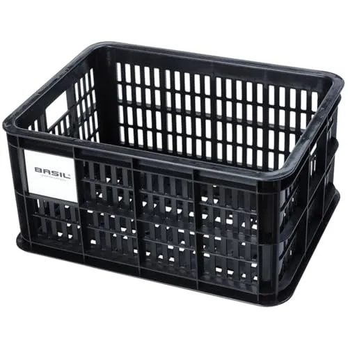 Basil Front Basket Crate S Plastic, Capacity: 17,5l U.a. passend für V.R.-Transportträger, geeignet für MIK, Racktime,