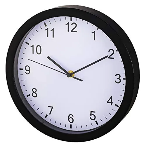 Hama große Wanduhr ohne Ticken (lautlose Uhr inkl. Batterie, Quarzuhr mit Stunden- und Minuten- und Sekundenzeiger, Moderne Uhr für Wohnzimmer, Küche oder Kinderzimmer Ø 25 cm, 4 cm Tiefe) schwarz