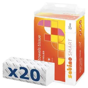 Satino Smart Papierhandtücher 276490, 2-lagig, Zick-Zack-Falz - Papierhandtücher aus 100% Recyclingpapier, besonders saugstark und weich in der Handhabung. Ideal für umweltbewusste Haushalte und Unternehmen.