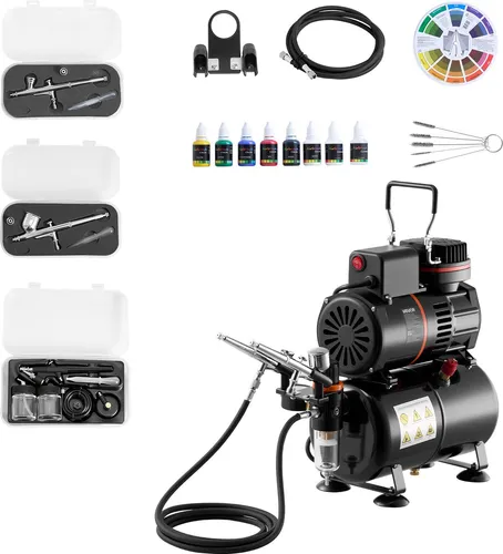 VEVOR Airbrush Set mit Kompressor & 3 Pistolen