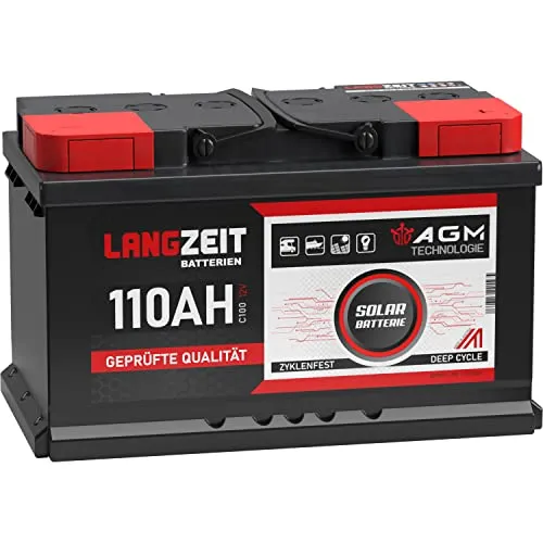 LANGZEIT AGM Batterie 110Ah 12V – Hochleistungs Solarbatterie