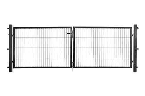 Eider Doppelflügeltor in Anthrazit, 300 x 100 cm - Dekorative Zäune: Hochwertiges Doppelflügeltor in RAL 7016, ideal für Stabmattenzäune, inklusive Befestigungsmaterial für einfachen Anschluss.