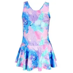 Aquarti Mädchen Badeanzug mit Ringerrücken - Farbenfroher Badeanzug in Blau, Lila und Rosa mit trendigem Tie Dye-Design, ideal für den Schwimmunterricht oder den Strand. Perfekt für aktive Mädchen!