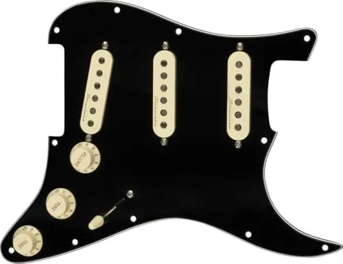 Fender Pre-Wired ST PG Vintage Noiseless SSS BK - Gitarren- & Bass-Zubehör mit 3 Vintage Noiseless Single-Coil Tonabnehmern für einen brummfreien, warmen Klang und einfache Installation durch vorverdrahtetes Schlagbrett.