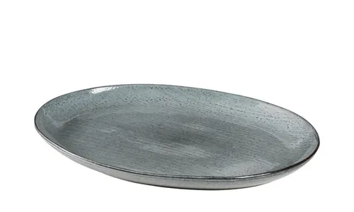 Broste Copenhagen Nordic Sea große ovale Servierplatte - Elegante Servierplatte aus hochwertigem Steingut mit reaktiver Glasur – einzigartiges Design und ideal für festliche Anlässe oder den täglichen Gebrauch.