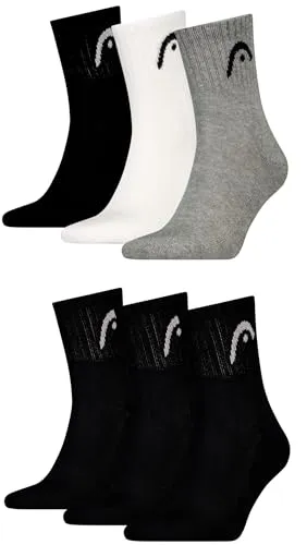 HEAD Herren Short Crew Sportsocken im 6erPack (39-42, Black/Grey White Black)