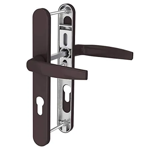 MS Beschläge 72mm Schmalrahmengarnitur Schutzbeschlag Wechselgarnitur Langschild Türdrücker Braun RAL8019 pulverbeschichtet (Drücker/Drücker, Türstärke 71-86mm)