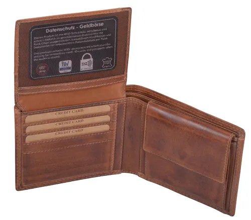 GlücksNugget Geldbörse Echtleder Scheintasche, braun