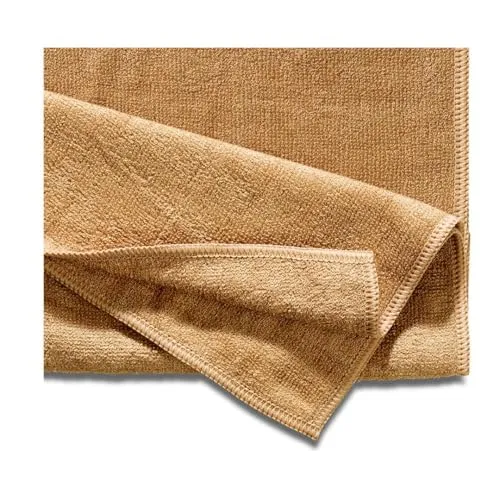 BESIRA 100% Naturfaser Reinigungstuch >Bambus-Baumwolle ohne Mikroplastik< zum Nebelfeucht-, Feuchtwischen, Sprühreinigung empfindlicher Flächen, 3 Stck, 40x40cm, braun