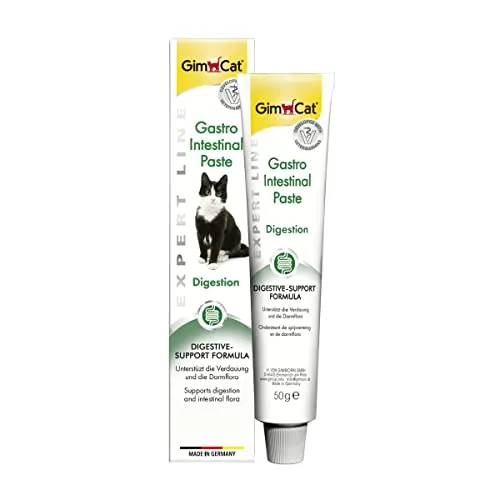GimCat EXPERT LINE Gastro Intestinal Paste - Funktionaler Katzensnack für Verdauung und Darmflora, 50 g Tube mit hochwertigen Inhaltsstoffen ohne künstliche Zusätze