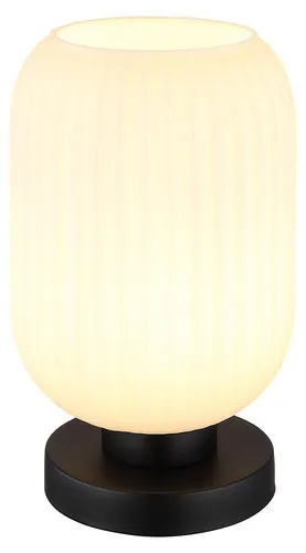 LED Tischlampe opal schwarz – Elegante Nachttischleuchte