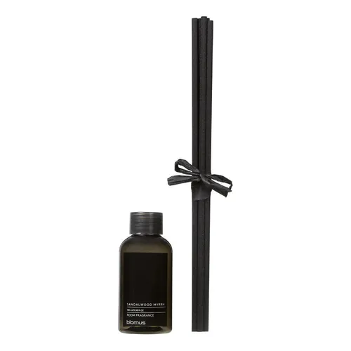Blomus Raumduft Nachfüllset FRAGA sandalwood myrrh Duftöl Flasche schwarz 100 ml