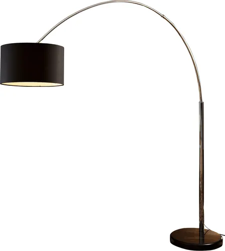 SalesFever Bogenlampe Aija mit Dimmer - Stehleuchte in elegantem Schwarz mit echtem Marmorfuß, dimmbar für individuelle Lichtstimmung, ideal für Wohnzimmer oder Arbeitsräume.