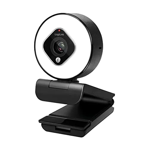 LogiLink Webcam LL1 Stream - Full-HD (1080p) mit Mikrofon und Licht - Webcam für Videokonferenzen und Streams, Full-HD Auflösung, integriertes Licht mit 3 Helligkeitsstufen und 360° Schwenkfunktion für optimale Sicht.