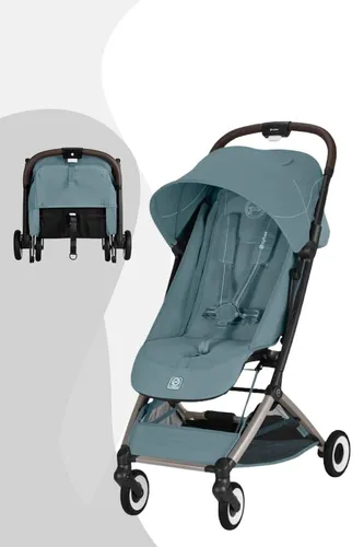 Cybex Orfeo Buggy - Modell 2026, Stormy Blue - Ultrakompakter Reisebuggy für Familien, geeignet ab Geburt bis 22 kg. Mit nur 6,3 kg leicht zu tragen und handgepäckkompatibel. Ergonomische Liegeposition für entspannten Schlaf unterwegs.