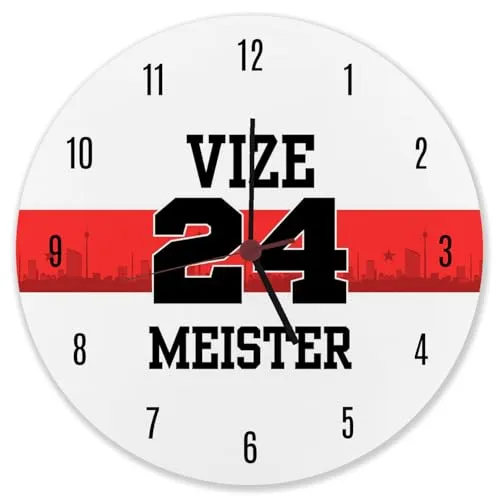 Stuttgart Brustring Wanduhr aus Alu – Vizemeister 2024 - Wanduhren – Hochwertige Alu-Wanduhr mit stilvollem Vizemeister 2024 Design, ideal für Fußballfans und als originelles Geschenk!