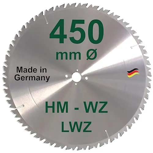 HM Sägeblatt 450 x 30 mm LWZ Hartmetall Präzision Kreissägeblatt 450mm Wechselzahn mit Spanabweiser für Naturholz Hartholz Leimholz Wippsäge Kreissäge Kappsäge Gehrungssäge Brennholzsäge Tischsäge