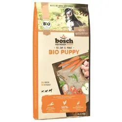 Bosch Bio Puppy Hühnchen Karotten 11,5 kg - Bio-Allinfutter für Welpen, 50% frisches Bio-Hühnchen für optimales Wachstum und Entwicklung
