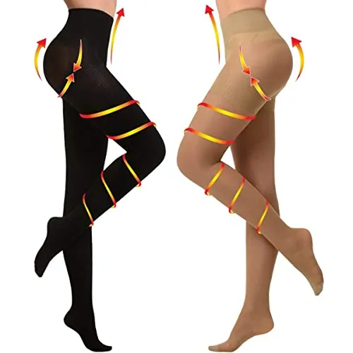 YISEMEYA 2 Paar Medizinische Kompressionsstrümpfe Damen - Medizinische Kompressionsstrümpfe mit 20-30 mmHg Kompression, ideal zur Linderung von Beinproblemen wie Krampfadern und Schwellungen. Komfortabel, atmungsaktiv und rutschfest für den ganzen Tag.