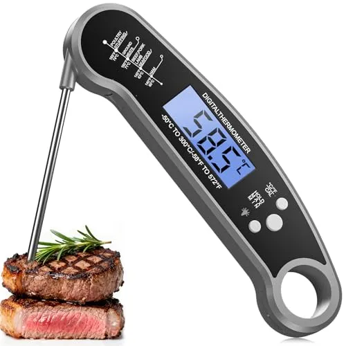 Digitales klappbares Fleischthermometer – Präzises Grill- und Küchenthermometer mit LCD-Backlight